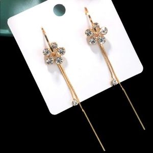 Rhinestone Flower Drop Earrings